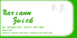 mariann zwick business card